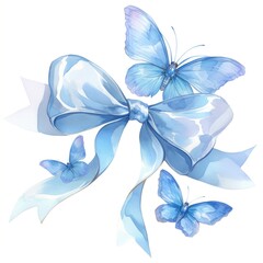 Blue coquette butterfly illustration butterflies watercolor.