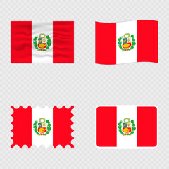 Fototapeta premium Peru national flag in four different styles.