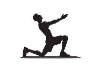 Man doing exercise silhouette vector