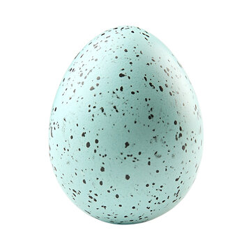 Easter egg decorated with a speckled robin's egg pattern, isolated on white background