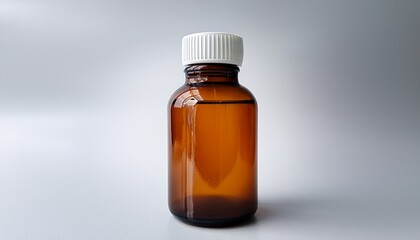 The empty brown glass bottle with white cap is suitable for medical, pharmaceutical 
