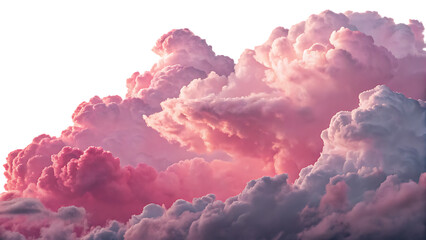 cut out pink clouds on white  transparent background PNG. AI GENERATED