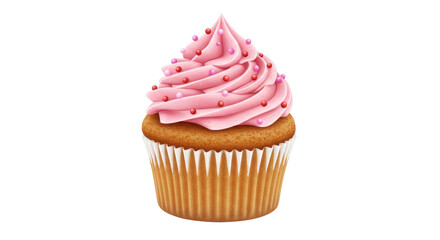Isolated Pink Cupcake with Sprinkles