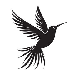 Fototapeta premium Hummingbird in Flight: Elegant Black Silhouette Vector Graphic