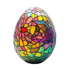 Easter egg decorated with a vibrant stained glass pattern, isolated on white background