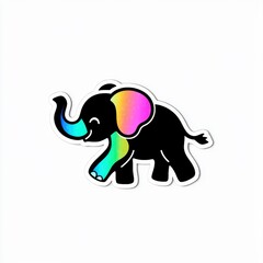Obraz premium Rainbow-Colored Elephant Illustration Cute Cartoon Animal Design