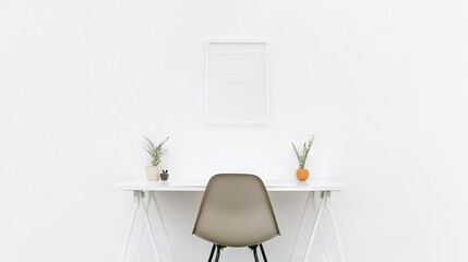 Sleek Office Minimalism: Sunlit Workspace with Design Aesthetics Design
