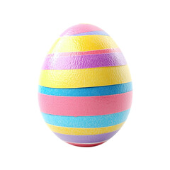 Easter egg decorated with colorful washi tape stripes, isolated on white background