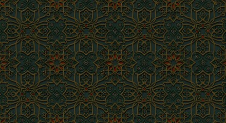 Obraz premium Intricate Ornamental Pattern with Geometric Floral Designs and Shadow Relief
