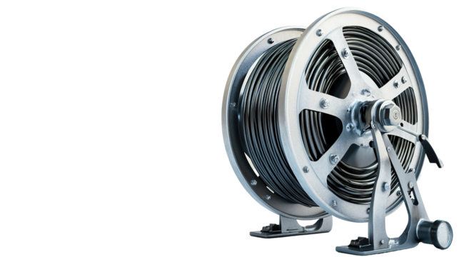 Durable metal hose reel installation home garden product showcase outdoor space side view efficient gardening tool