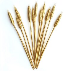 Fototapeta premium golden wheat stalks isolated on white background image