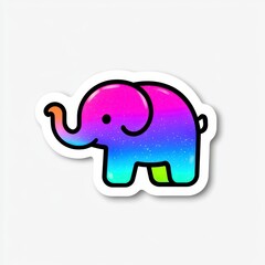 Fototapeta premium Rainbow Gradient Baby Elephant Sticker Design