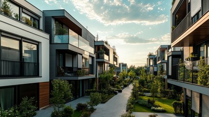 Obraz premium An AI driven futuristic sustainable housing project with automated smart home construction and eco friendly materials, Green architecture style, photo of