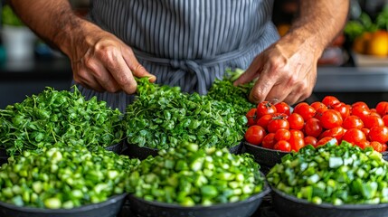 Chef prepping fresh vegetables