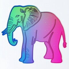Vibrant Rainbow Gradient Elephant Illustration