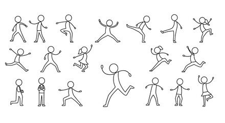Collection of stick figures in various poses.
