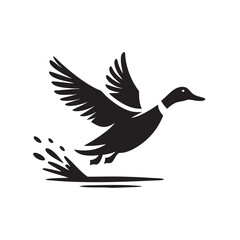 Obraz premium Majestic Duck in Flight: A Stunning Black and White Vector Illustration