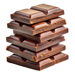 chocolate pieces on white background