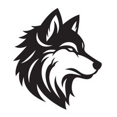 Obraz premium Majestic Wolf Head: Black and White Vector Graphic