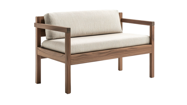 Stylish outdoor bench with cushioned seat in modern garden furniture design relaxing space contemporary aesthetics