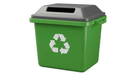 Isolated Green Recycling Bin