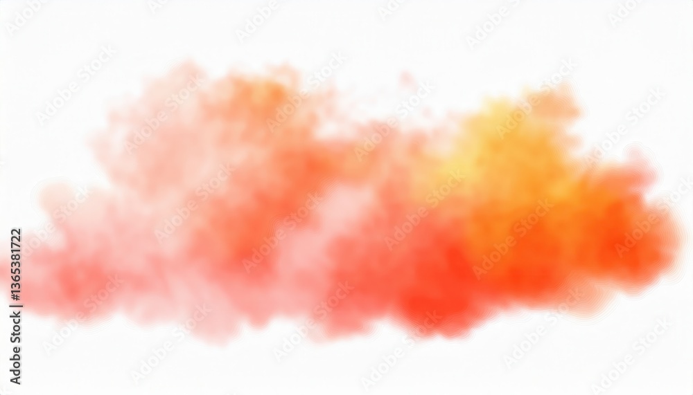 Aufkleber soft abstract watercolor cloud in warm orange and red tones with white background, ideal for digital