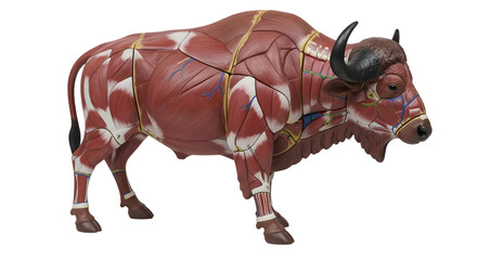 Obraz premium Detailed Anatomical Model of a Bison Highlighting Muscular Structure and Internal Organs for Educational Purposes in Veterinary and Biological Studies