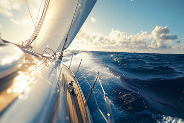 Sailing ship yachts with white sails