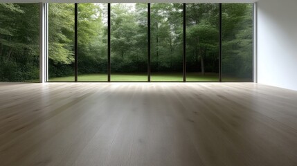 Naklejka premium Modern minimalist interior with forest view