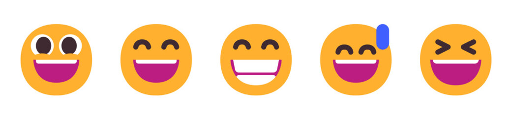 Row of Cheerful Cartoon Faces