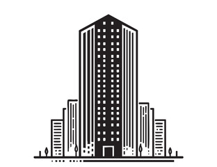 Abstract High rise building sketch. Architecture silhouette