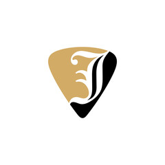 Guitar Pick And Negative Space Letter J Logo Design 001