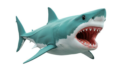 Isolated Great White Shark with Open Mouth