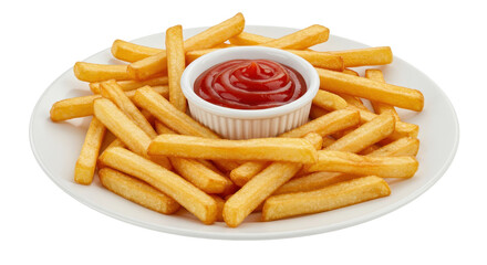 Isolated French Fries with Ketchup