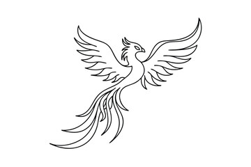 Obraz premium Elegant Line Art Phoenix Bird Mythical Creature Design