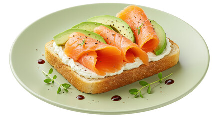 Isolated Avocado and Salmon Toast