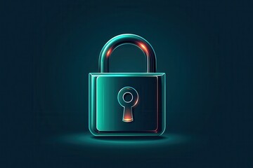 Fototapeta premium A glowing padlock icon symbolizes security and protection against unauthorized access, set against a dark background.