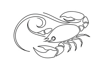 Elegant Line Art Drawing of a Single Cancer Zodiac Crab