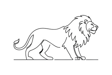 Majestic African Lion Line Art Drawing, Wildlife Illustration