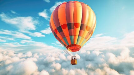 Naklejka premium Soaring Above the Clouds A Vibrant Hot Air Balloon Adventure beautiful landscape background
