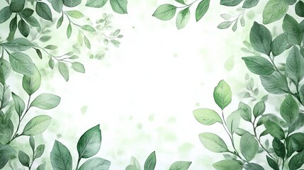 Elegant floral wreath template featuring realistic hand painted watercolor leaves for wedding and greeting cards with blank space in the center for custom messages