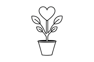 Heartshaped flower plant growing in a pot, love, nature, growth