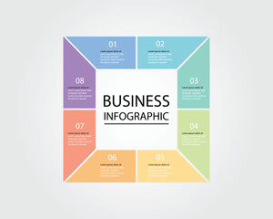 Business Infographic modern design template for banners and infographics for 8 square step 
