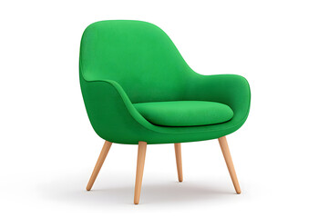 Comfortable green armchair isolated on white background