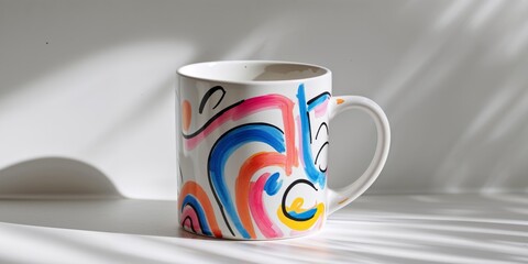 Mug with fun quirky design displayed on white surface radiating playful energy and creative spirit