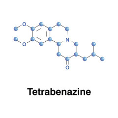 Tetrabenazine Formula. Drug For The Symptomatic Treatment Of Hyperkinetic Movement Disorders. Medical Vector Illustration  Print