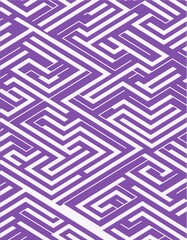 Three dimensional abstract purple and red geometric maze pattern design