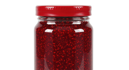 Isolated Raspberry Jam in a Glass Jar
