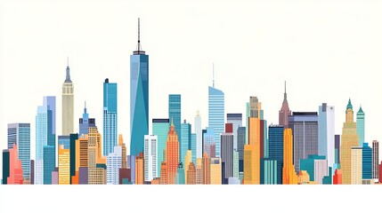 Fototapeta premium New York Manhattan west skyline scene in flat style