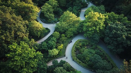 The illustration beautifully captures Central Park, the iconic green oasis in the heart of New York City. This urban retreat is depicted with lush, vibrant greenery and winding pathways